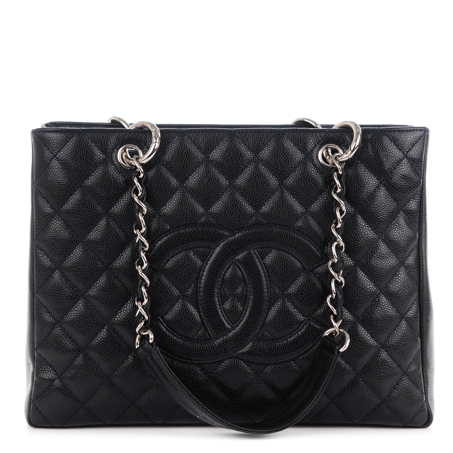 Chanel Caviar Quilted Grand Shopping Tote GST Dark Navy Blue 1 of 7