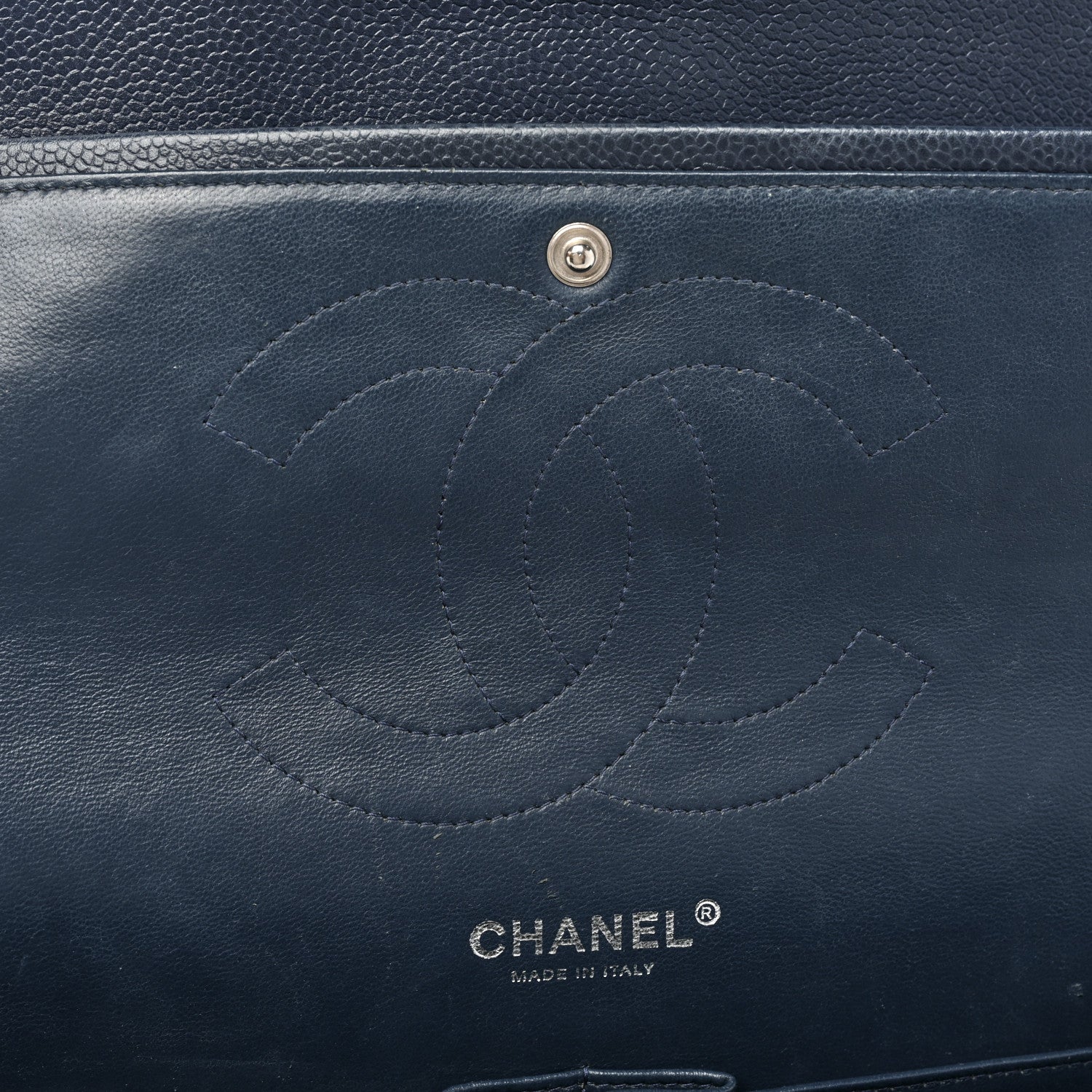 Chanel Caviar Quilted Jumbo Double Flap Navy Blue 10 of 21