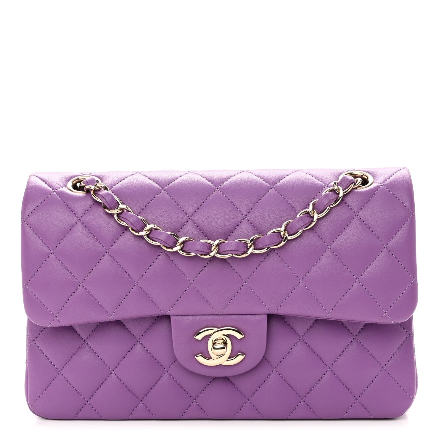 Chanel Lambskin Quilted Small Double Flap Purple 1 of 9