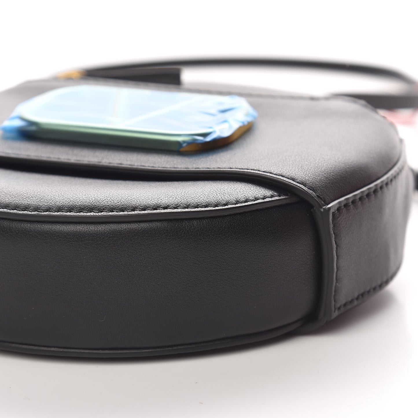 Calfskin VLogo Round Crossbody Bag Black