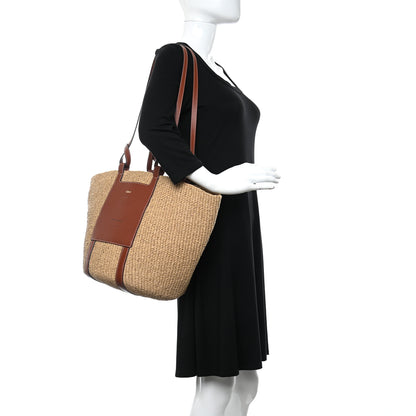 Chloe Raffia Calfskin Large Basket Tote Tan 2 of 10