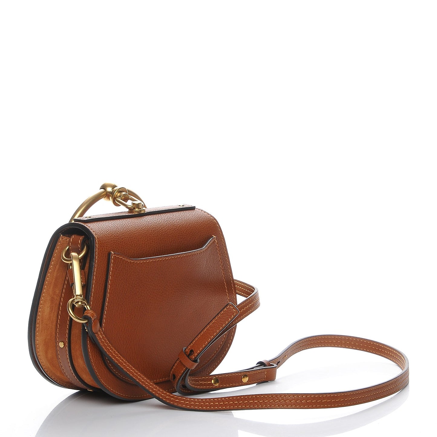 Calfskin Suede Small Nile Bracelet Bag Caramel