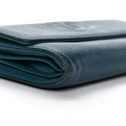 Chanel Caviar Timeless CC Large Gusset Flap Wallet Blue 5 of 5
