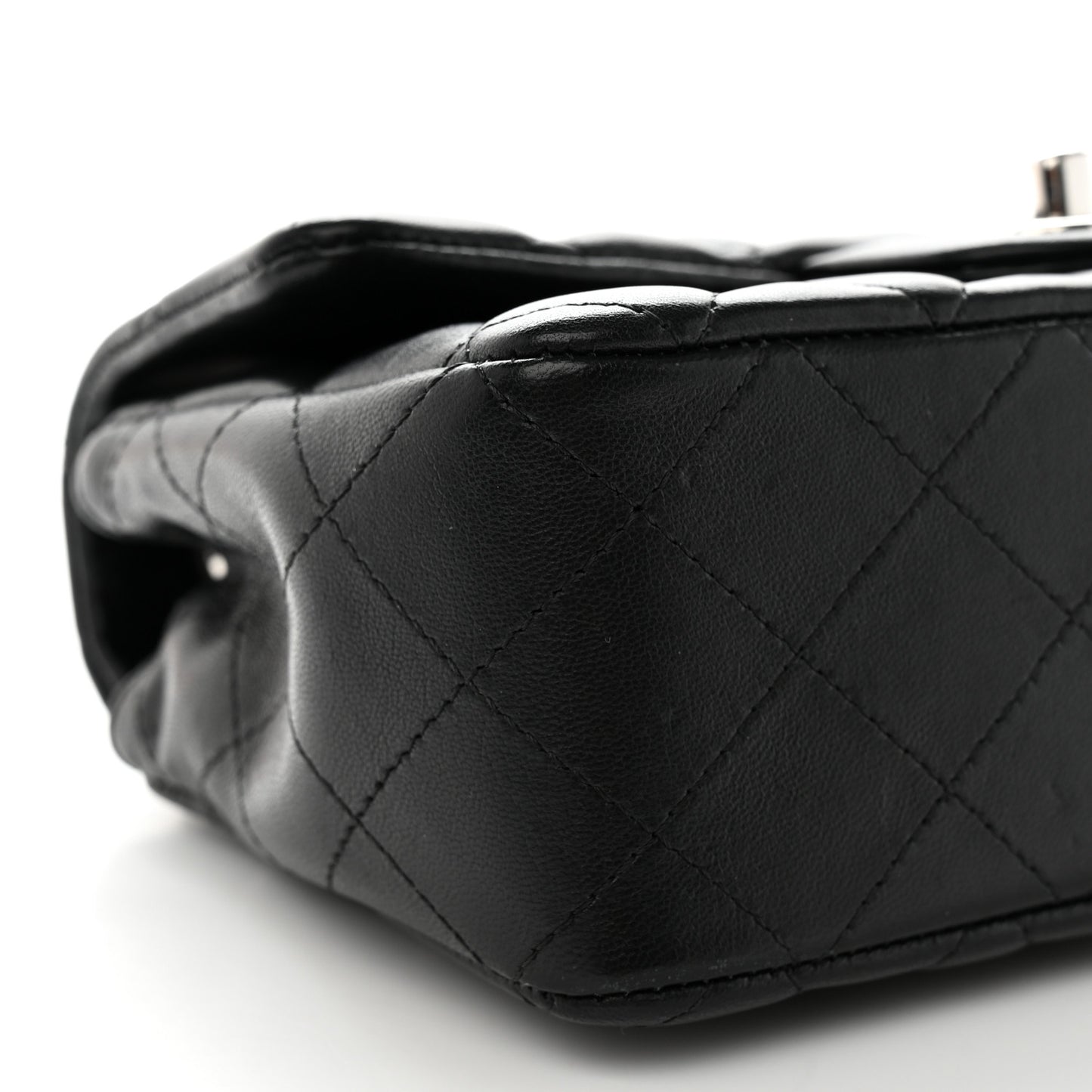 Lambskin Quilted Mini Rectangular Flap Black