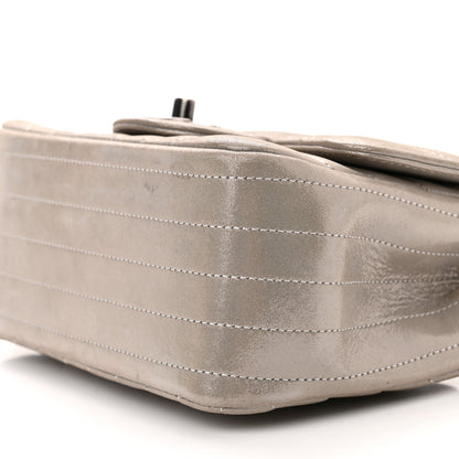 Chanel Iridescent Calfskin Chevron Quilted Mini Square Flap Silver 10 of 10