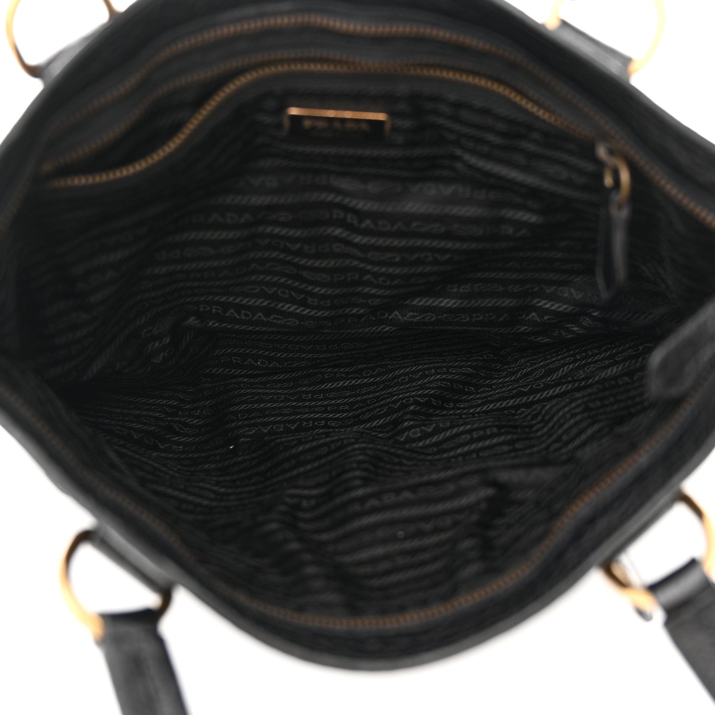 Tessuto Nylon Vitello Daino Flat Shoulder Bag Black