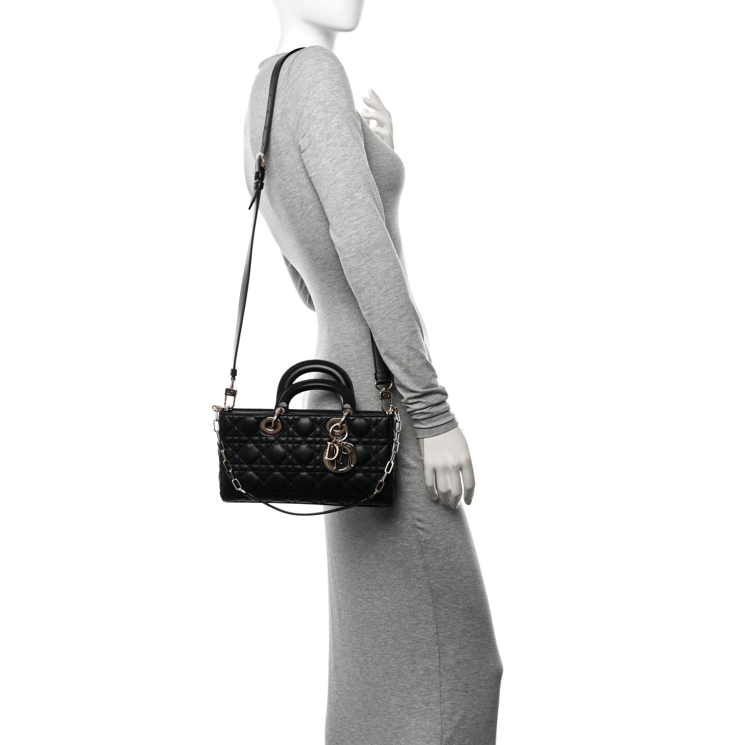 Christian Dior Lambskin Cannage Medium Lady D-Joy Black 2 of 10