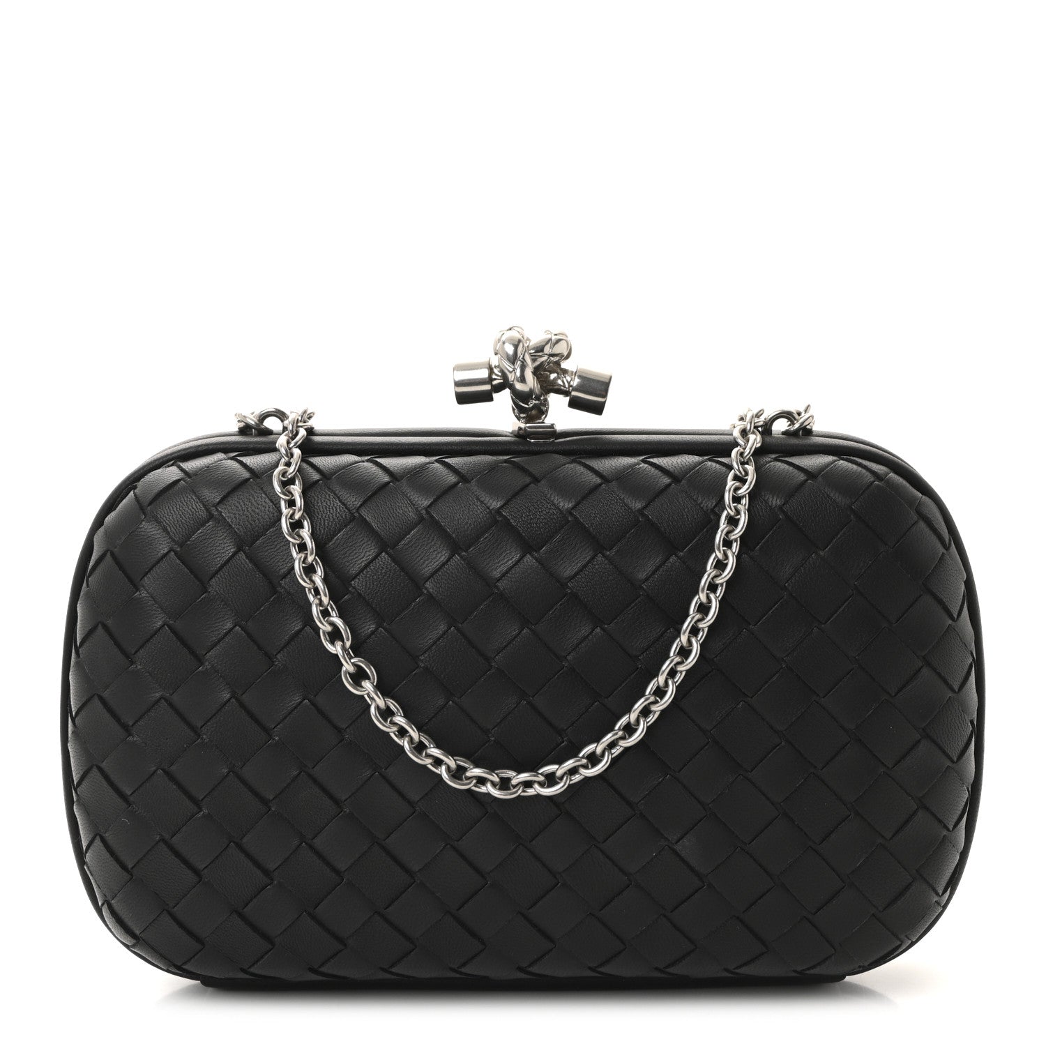 Bottega Veneta Nappa Intrecciato Chain Knot Clutch Black 1 of 9
