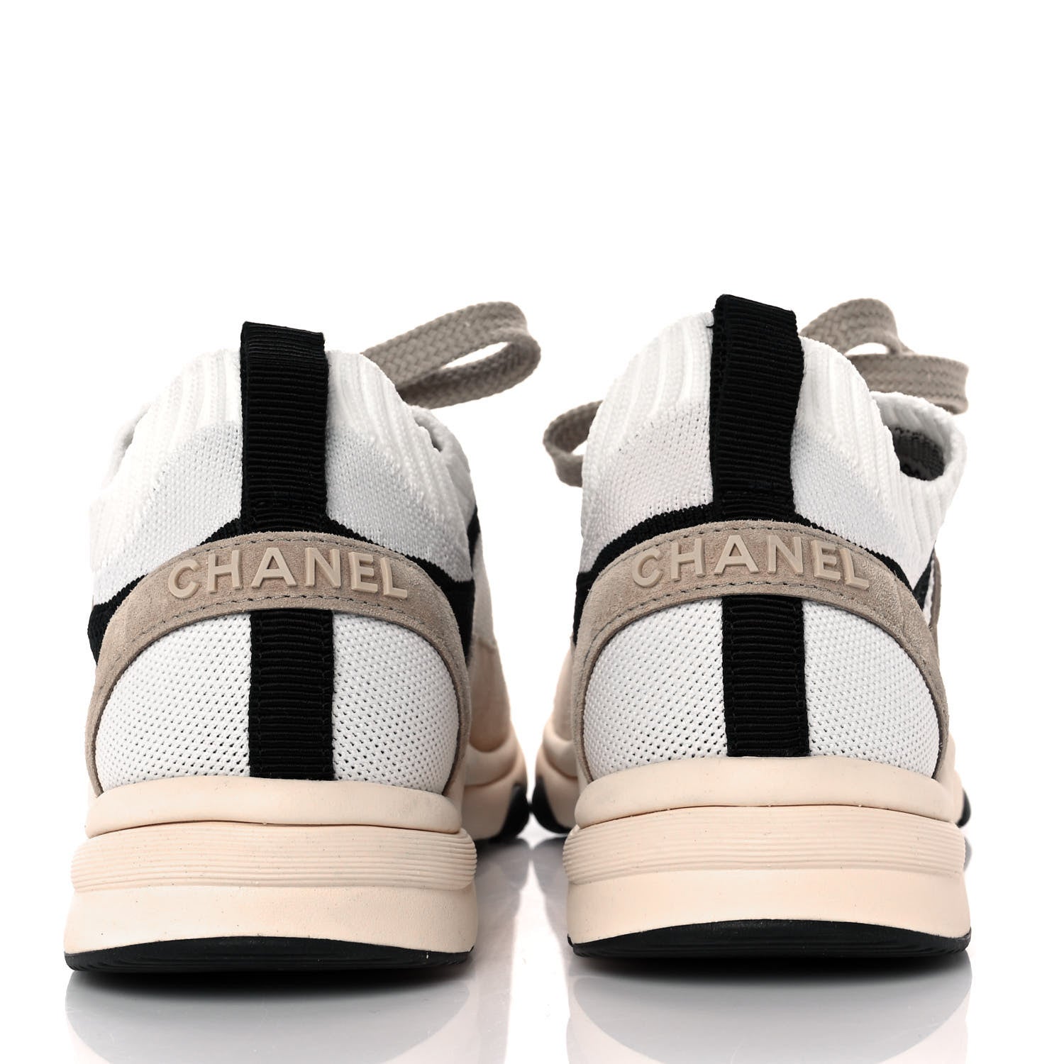 Chanel Mesh Suede Fabric Womens CC Sneakers 39 Light Pink White Black 5 of 9
