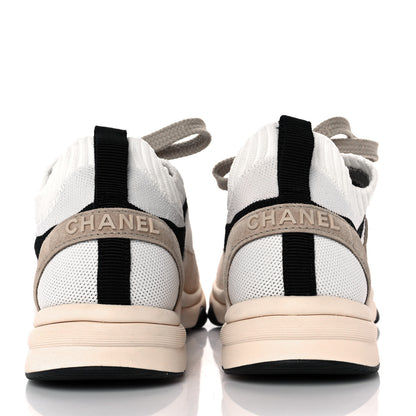 Chanel Mesh Suede Fabric Womens CC Sneakers 39 Light Pink White Black 5 of 9