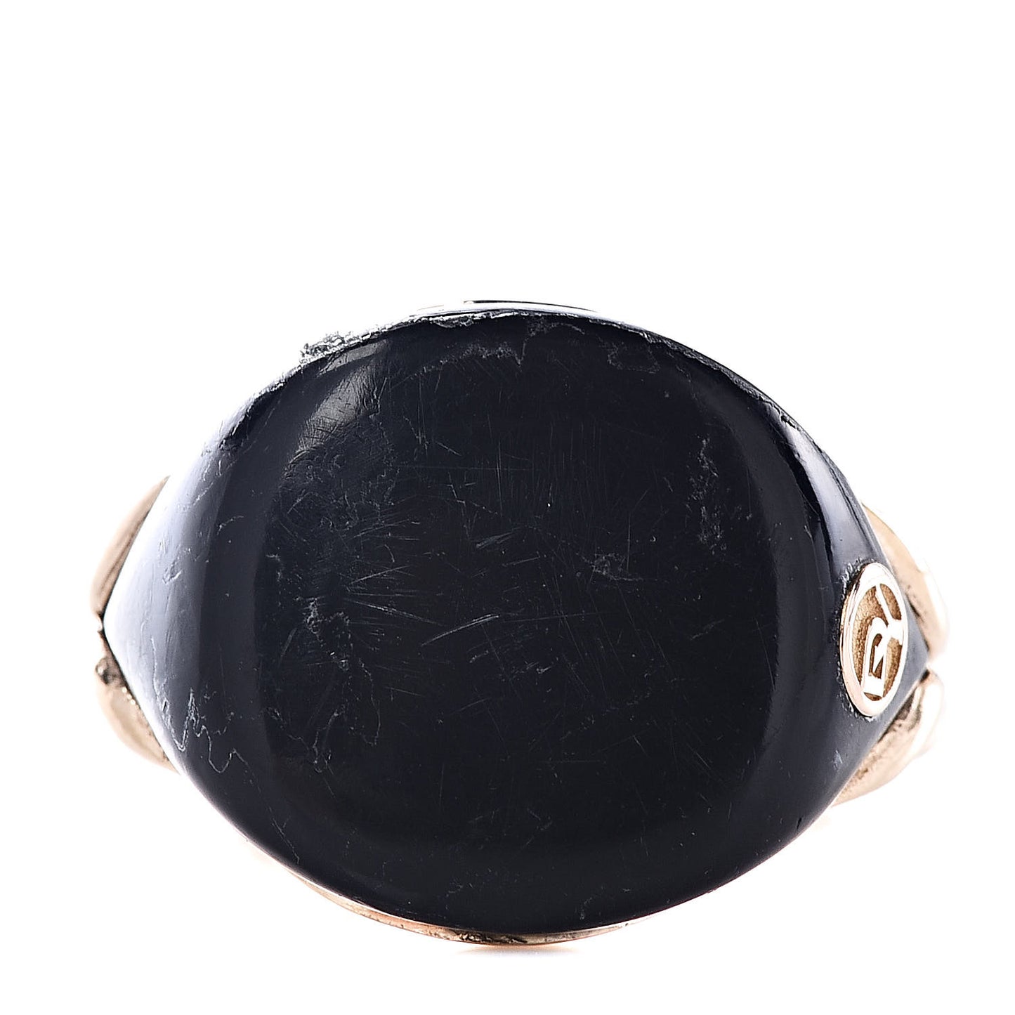 18K Yellow Gold Black Enamel Pinky Ring 47 4