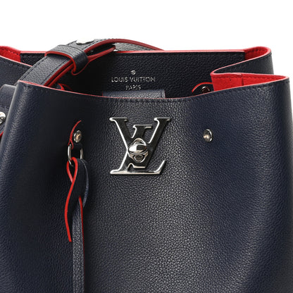 Louis Vuitton Soft Calfskin Braided Lockme Bucket Marine Rouge 7 of 9