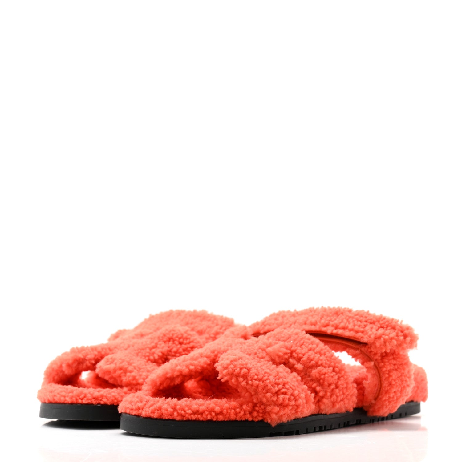 Hermes Woolskin Womens Chypre Sandals 40 Orange 3 of 8