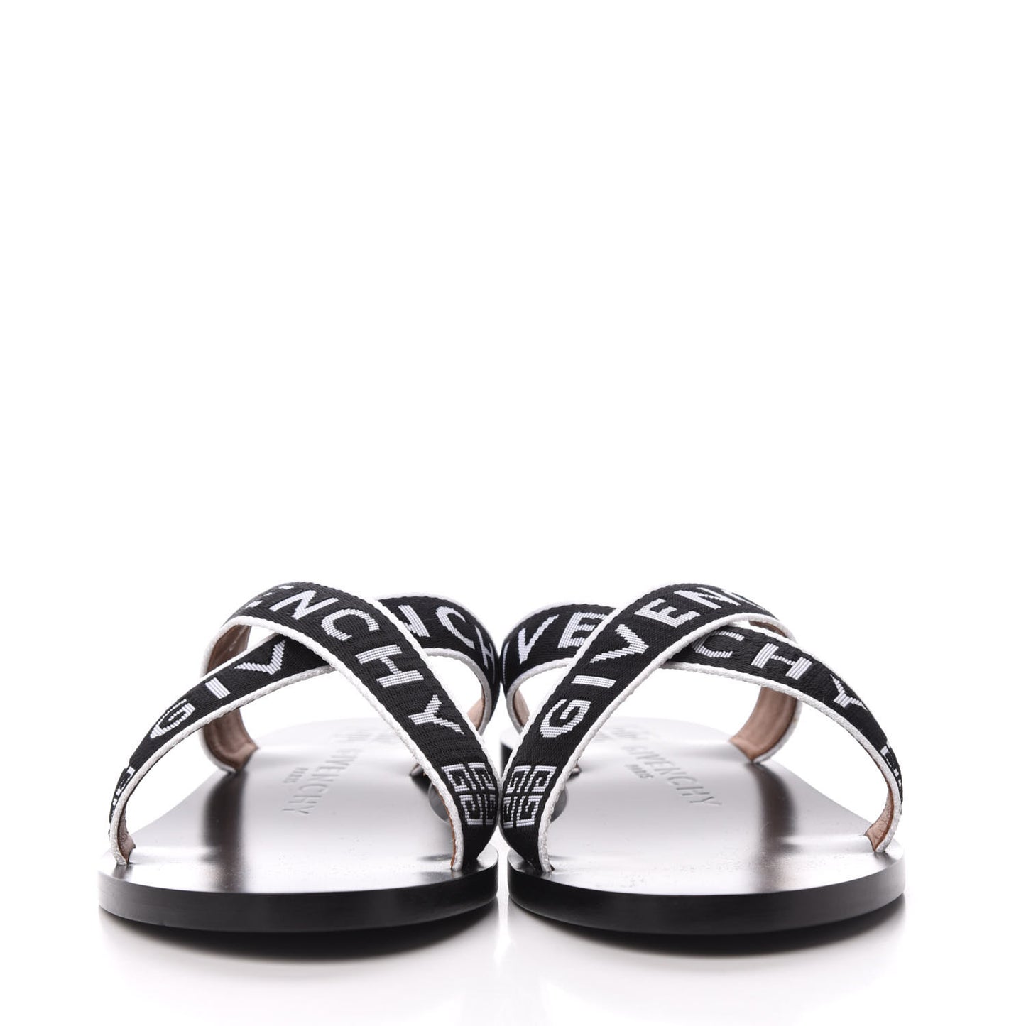 Cotton Logo Strap Flat Sandals 40 Black White
