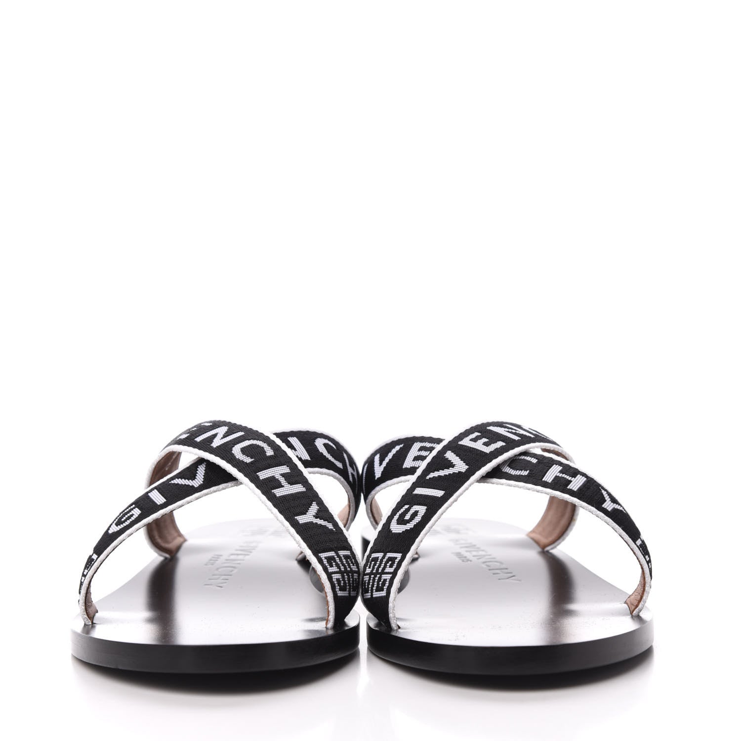 Givenchy Cotton Logo Strap Flat Sandals 40 Black White 2 of 9