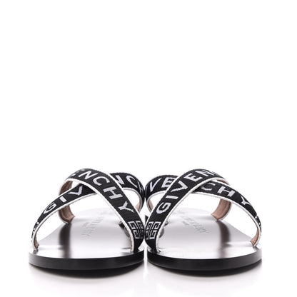 Givenchy Cotton Logo Strap Flat Sandals 40 Black White 2 of 9