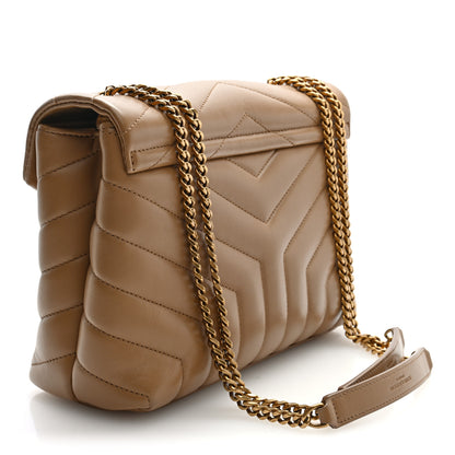 Saint Laurent Calfskin Y Quilted Monogram Small Loulou Chain Satchel Natural Tan 3 of 9