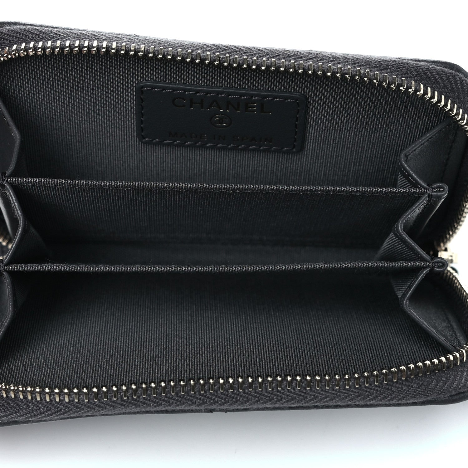 Chanel Lambskin Quilted Chanel 19 Zip Around Coin Purse Wallet Dark Grey 5 of 9