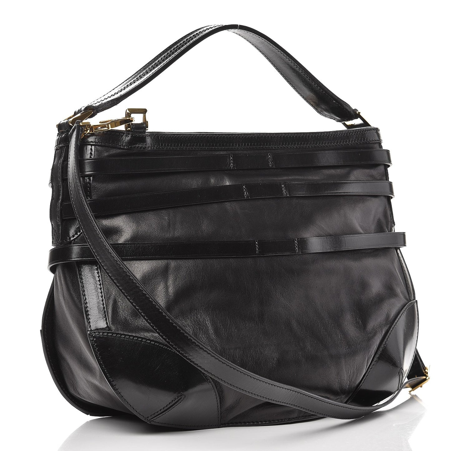 Lambskin Bridle Calfskin Small Dutton Hobo Black
