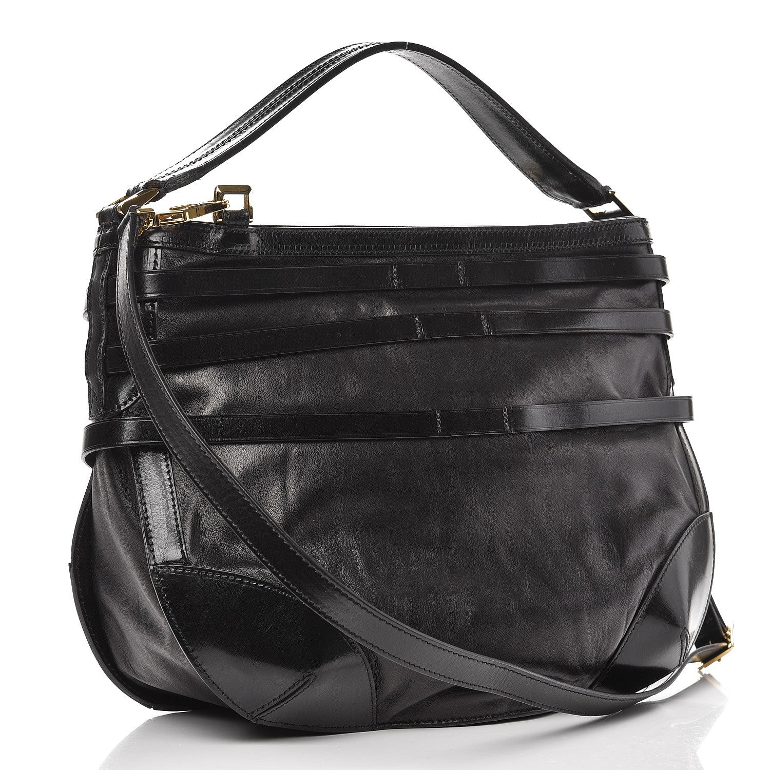 Burberry Lambskin Bridle Calfskin Small Dutton Hobo Black 3 of 8