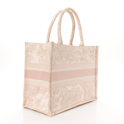 Christian Dior Canvas Embroidered Medium Dioriviera Toile De Jouy Book Tote Rose 3 of 10