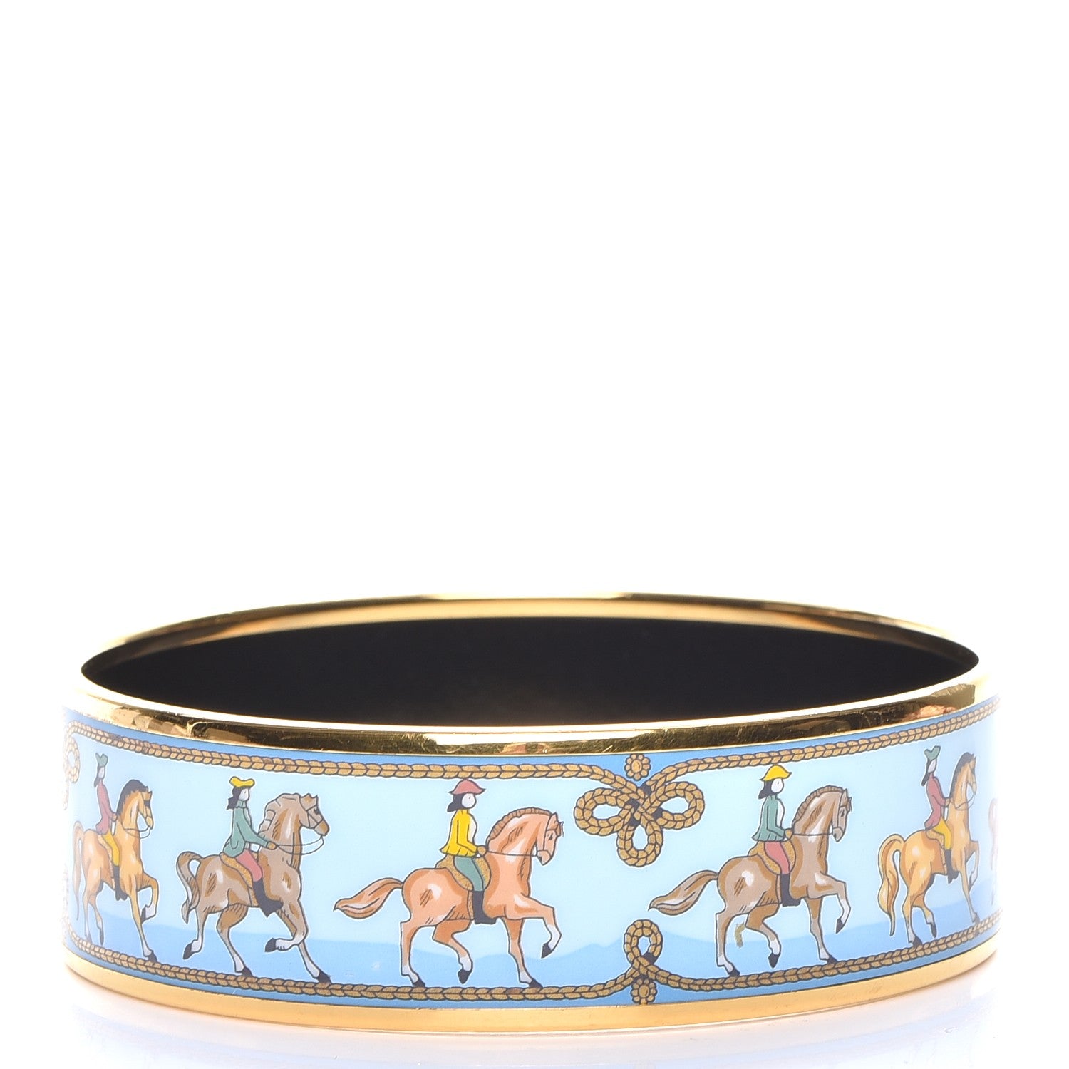 Hermes Enamel Equestrian Printed Wide Bracelet 65 3 of 5