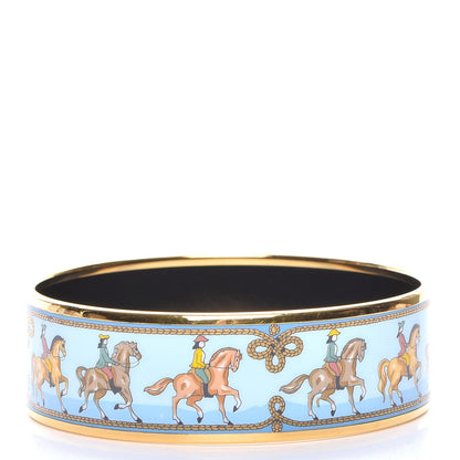 Hermes Enamel Equestrian Printed Wide Bracelet 65 3 of 5