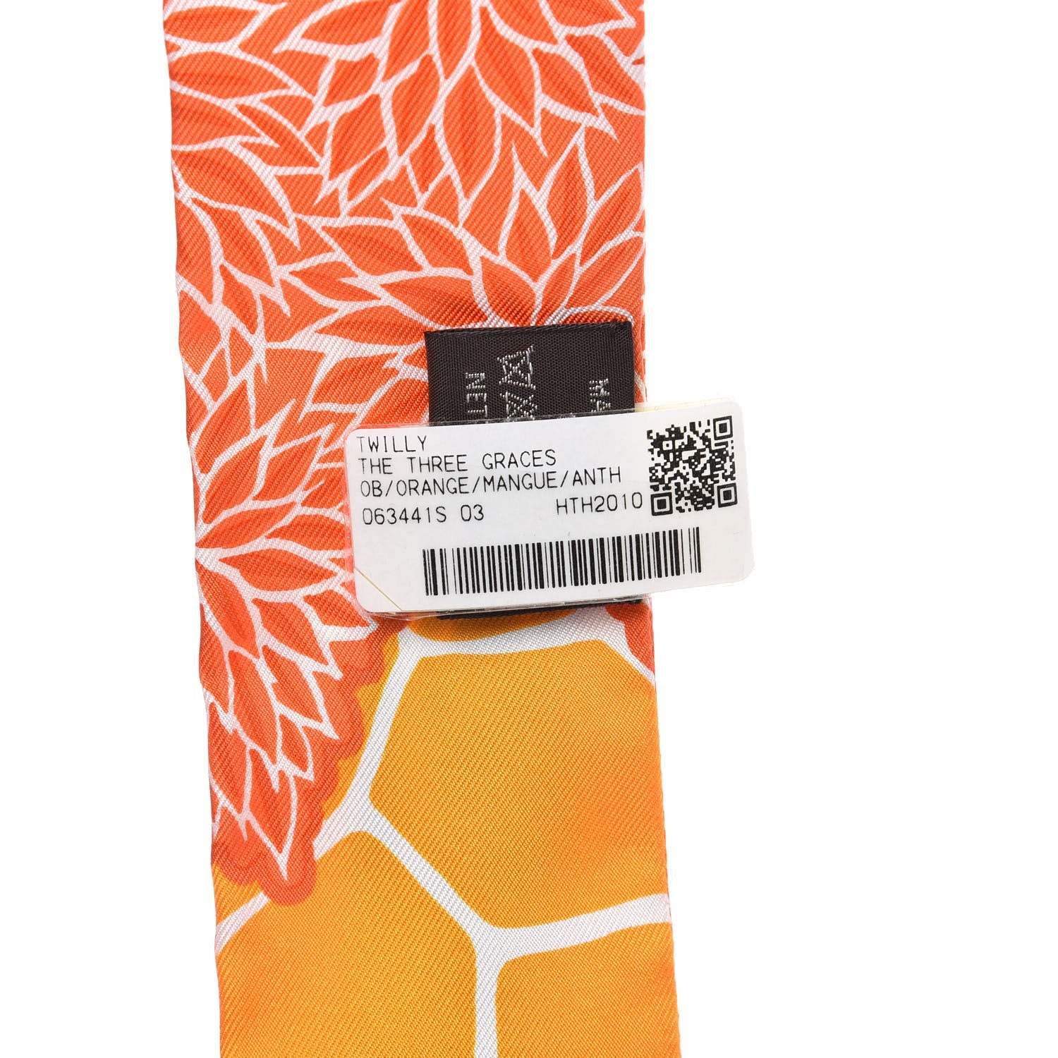 Hermes Silk The Three Graces Twilly Orange Mangue Anthracite 4 of 4