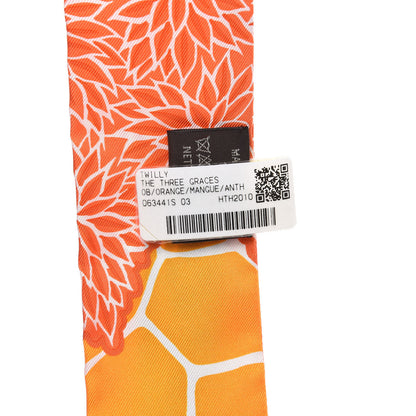 Hermes Silk The Three Graces Twilly Orange Mangue Anthracite 4 of 4