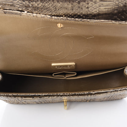 Chanel Metallic Python Jumbo Double Flap Gold 6 of 9