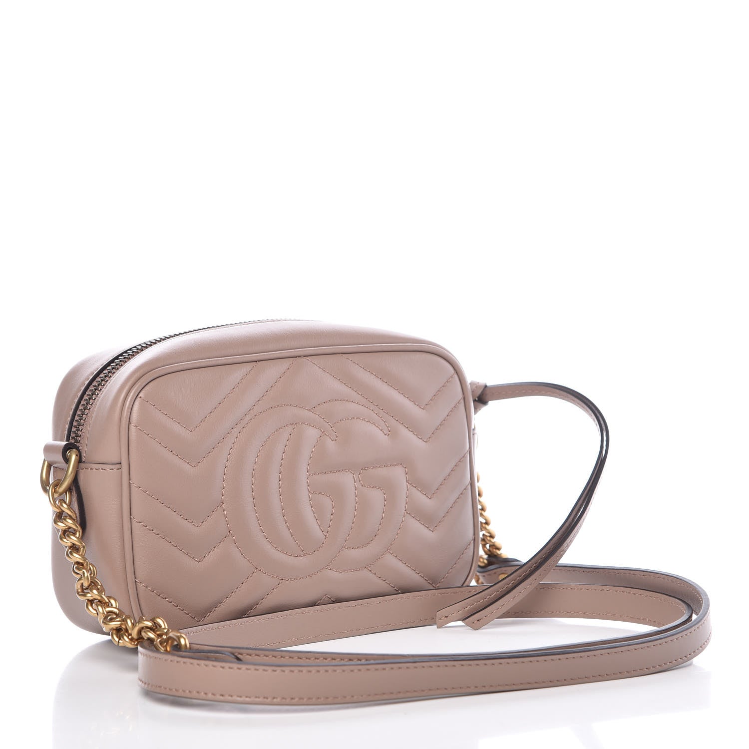 Gucci Calfskin Matelasse Mini GG Marmont Chain Shoulder Bag Porcelain Rose 3 of 9