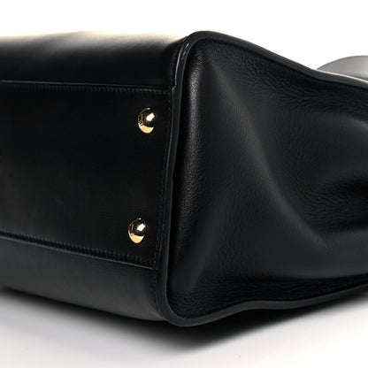 Fendi Calfskin Velvet Fun Fair Medium Peekaboo Iconic Satchel Black Tobacco Multicolor 11 of 12