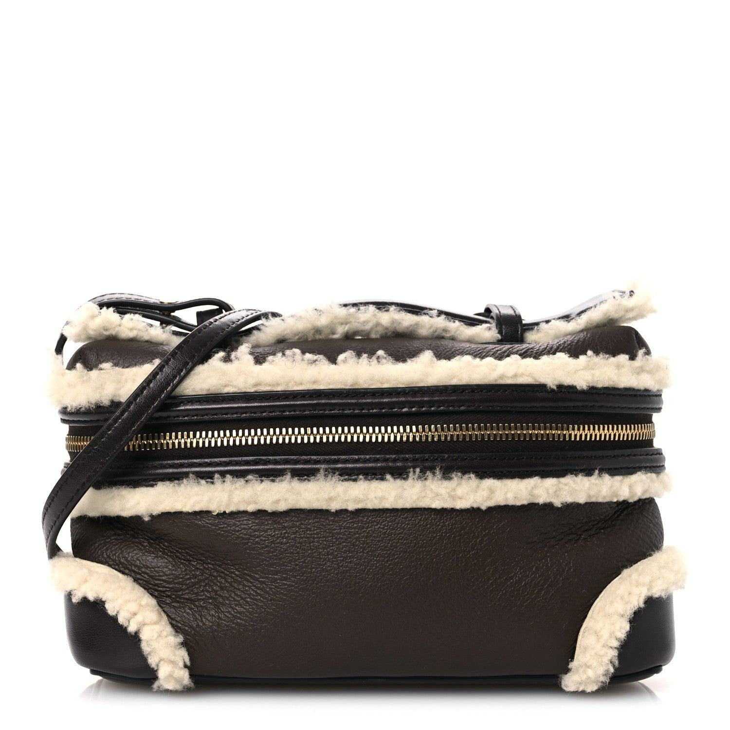 Bottega Veneta Calfskin Shearling Bang Bang Vanity Case Light Brown Teddy 1 of 11