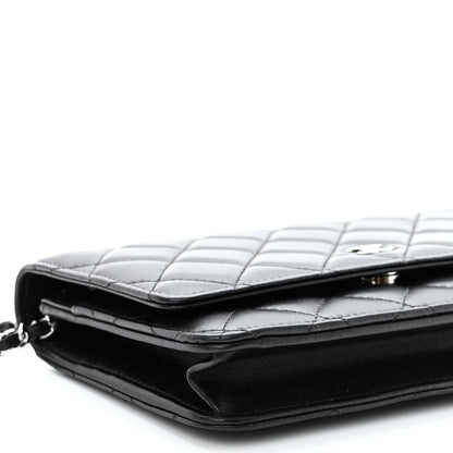 Chanel Lambskin Quilted Wallet On Chain WOC Black 10 of 11
