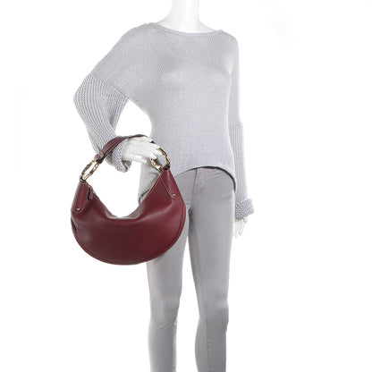 Gucci Leather Half Moon Bamboo Ring Hobo Dark Red 2 of 7
