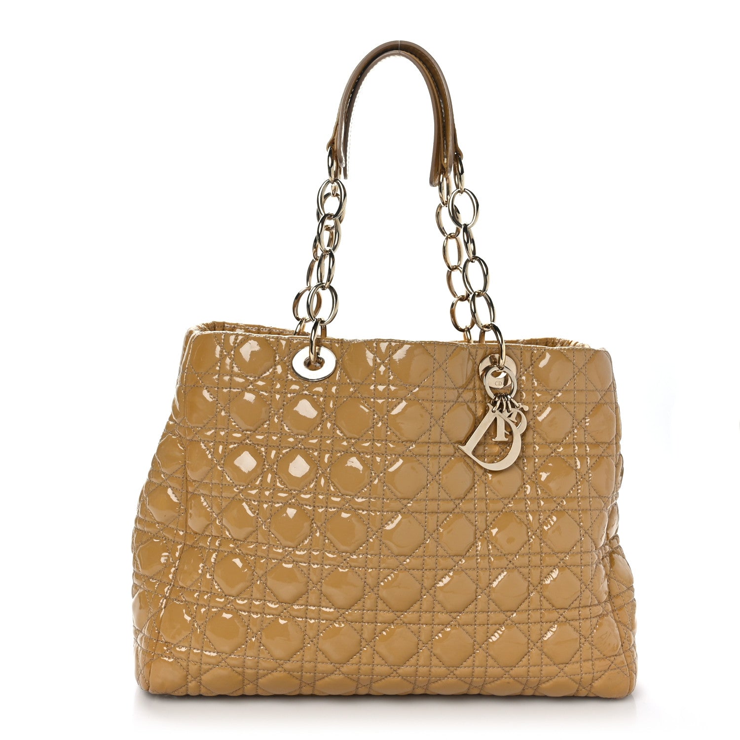 Christian Dior Patent Cannage Large Dior Soft Shopping Tote Beige 1 of 10