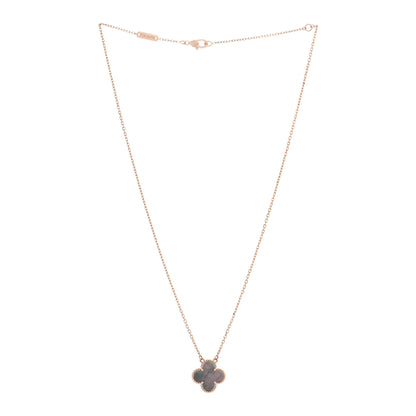 Van Cleef & Arpels 18K Rose Gold Gray Mother of Pearl Vintage Alhambra Pendant Necklace 3 of 5