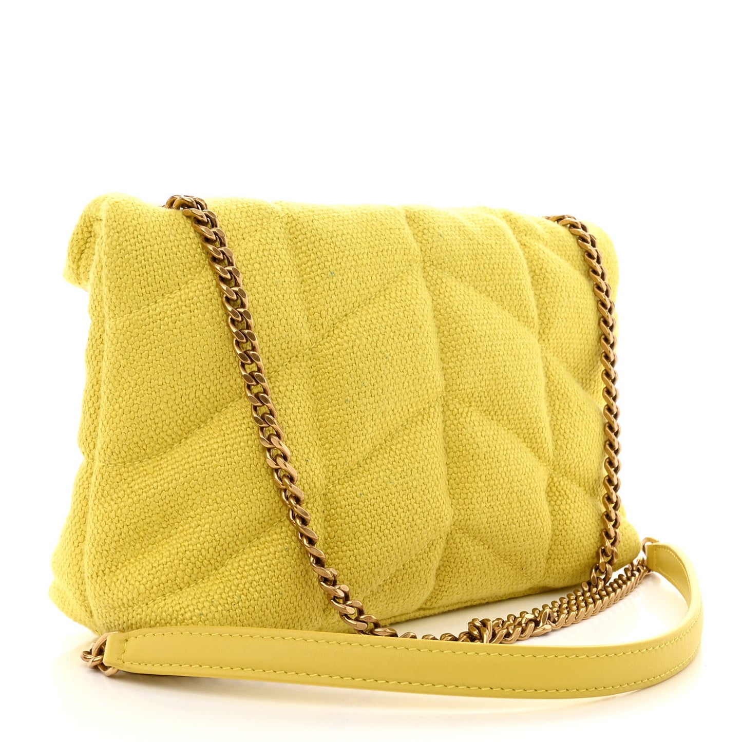 Canvas Quilted Toy Loulou Puffer Monogram Chain Satchel Jaune Citron