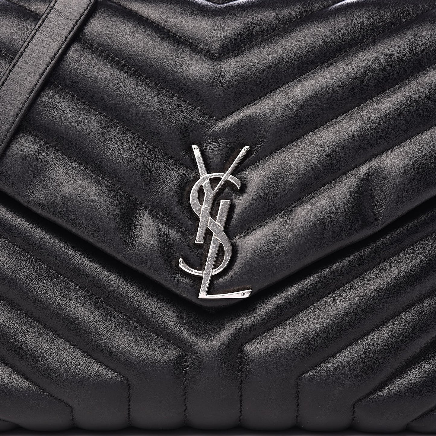 Calfskin Y Quilted Monogram Medium Loulou Chain Satchel Black