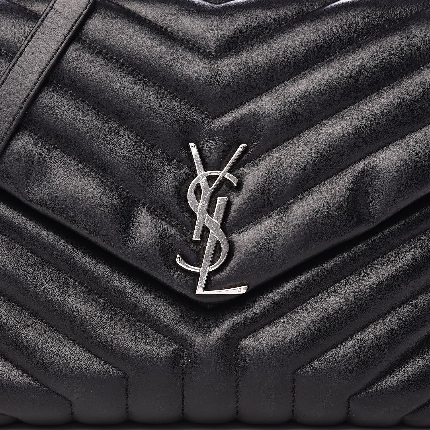 Saint Laurent Calfskin Y Quilted Monogram Medium Loulou Chain Satchel Black 15 of 16