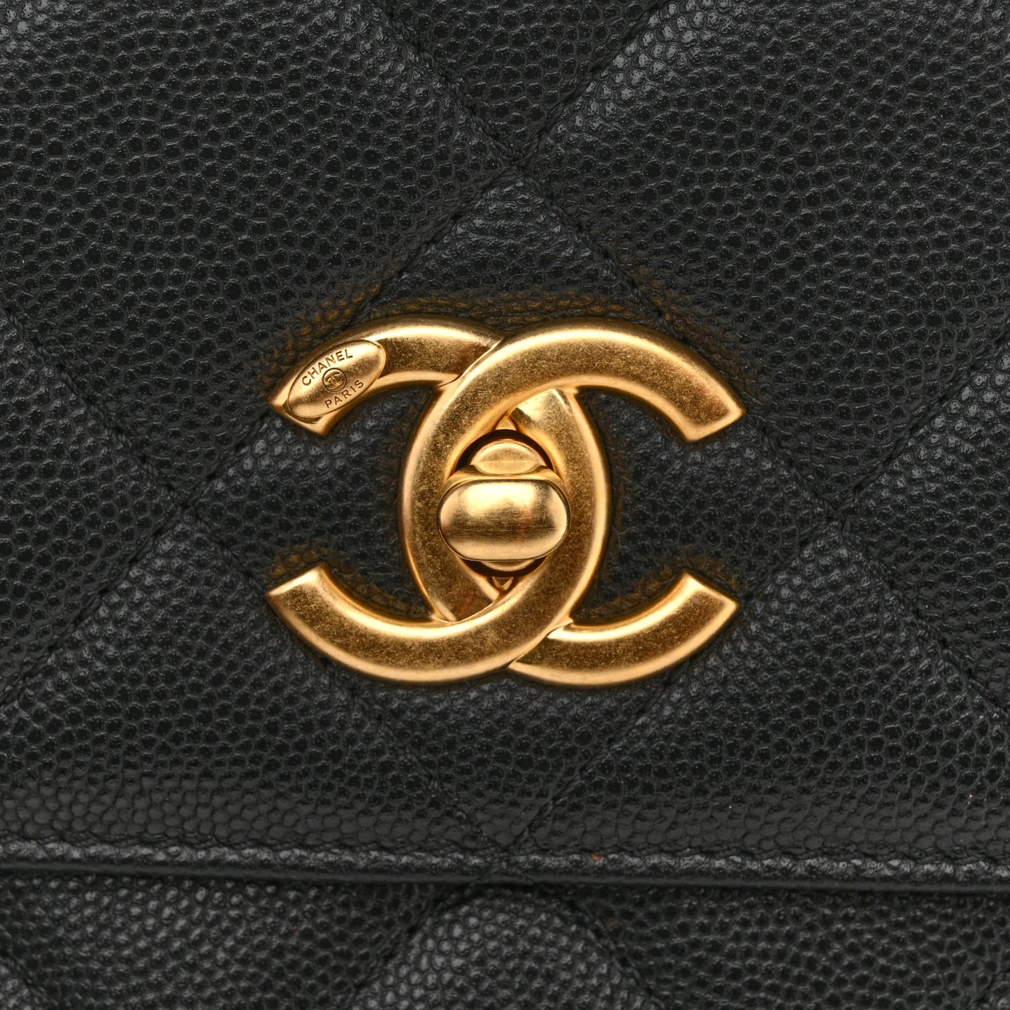 Caviar Quilted Small Chain Frame Flap Black