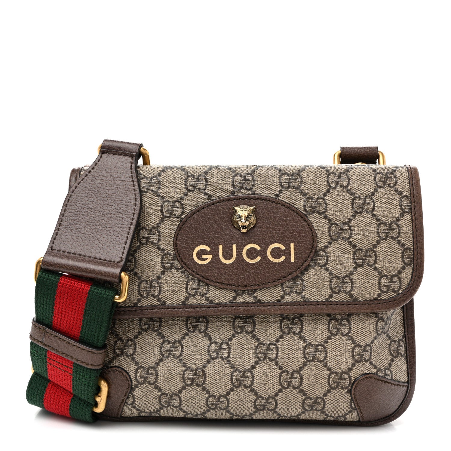 Gucci GG Supreme Monogram Web Small Neo Vintage Double Flap Messenger Bag  Beige New Acero 1 of 13