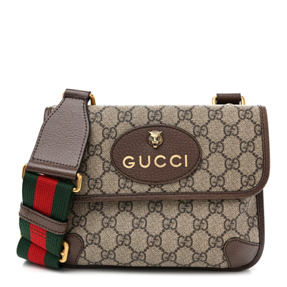 Gucci GG Supreme Monogram Web Small Neo Vintage Double Flap Messenger Bag  Beige New Acero 1 of 13