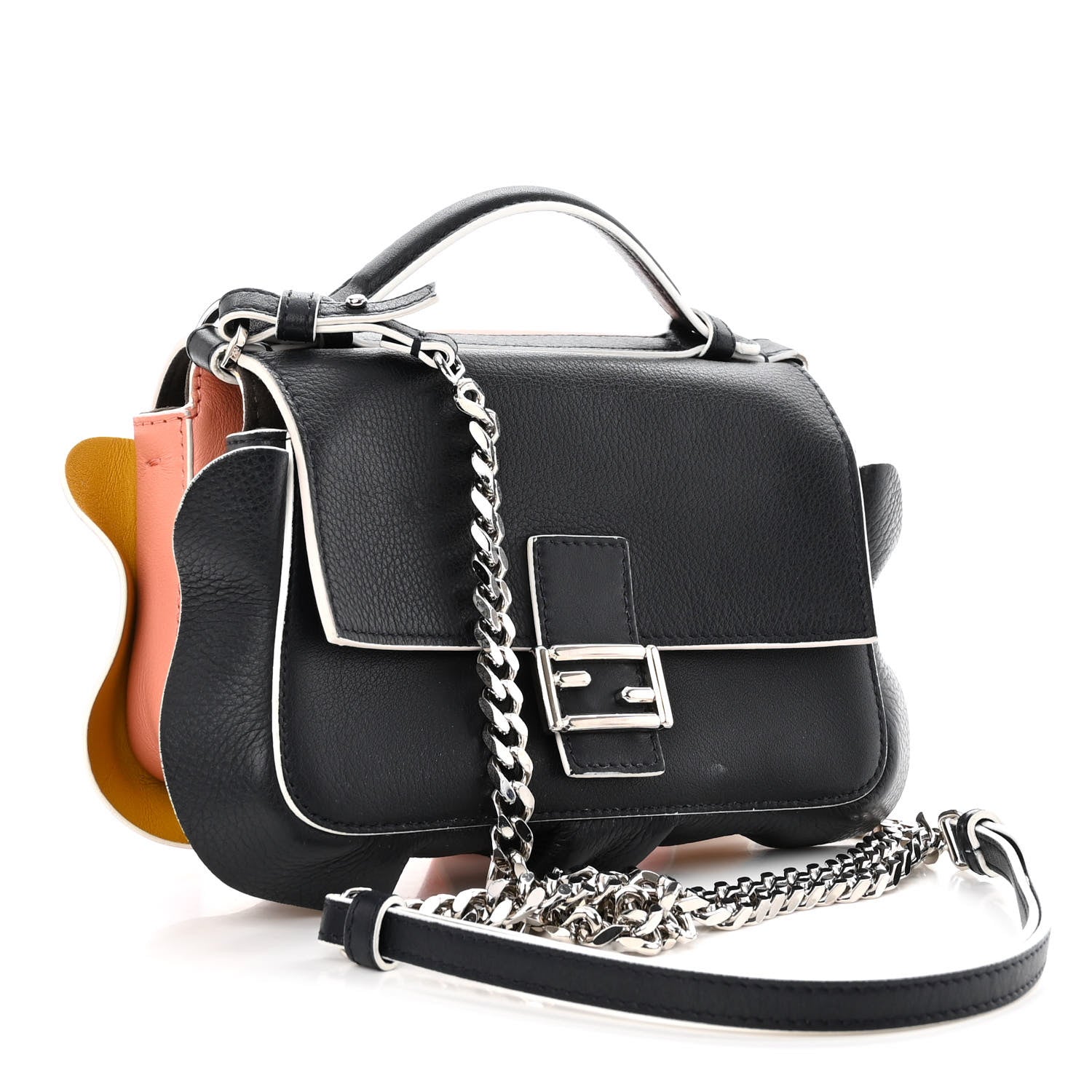 Fendi Vitello Dolce Waves Tri-Color Micro Double Baguette Blue Notte Chantilly 3 of 12