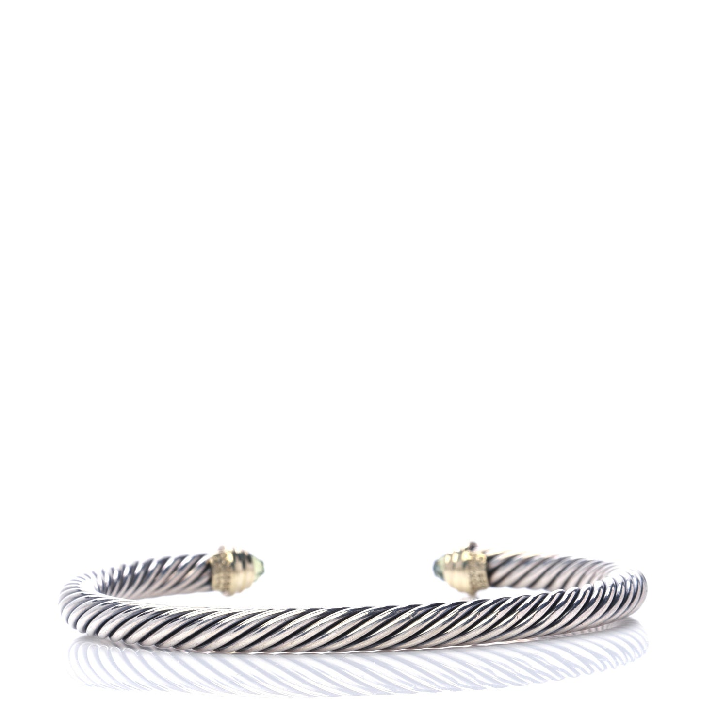 Sterling Silver 14K Yellow Gold Peridot 5mm Cable Classics Petite Color Bracelet