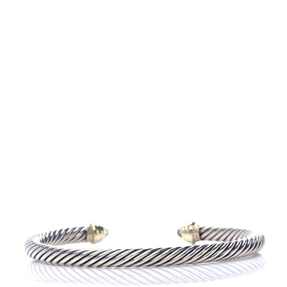 David Yurman Sterling Silver 14K Yellow Gold Peridot 5mm Cable Classics Petite Color Bracelet 3 of 4