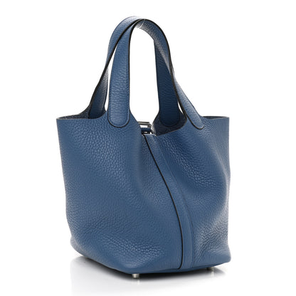 Hermes Taurillon Clemence Picotin Lock 18 PM Bleu Agate 3 of 10