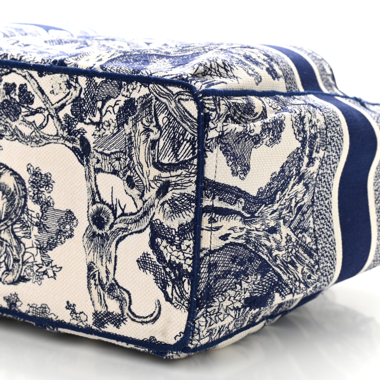 Christian Dior Canvas Embroidered Toile De Jouy Catherine Tote Blue 9 of 9