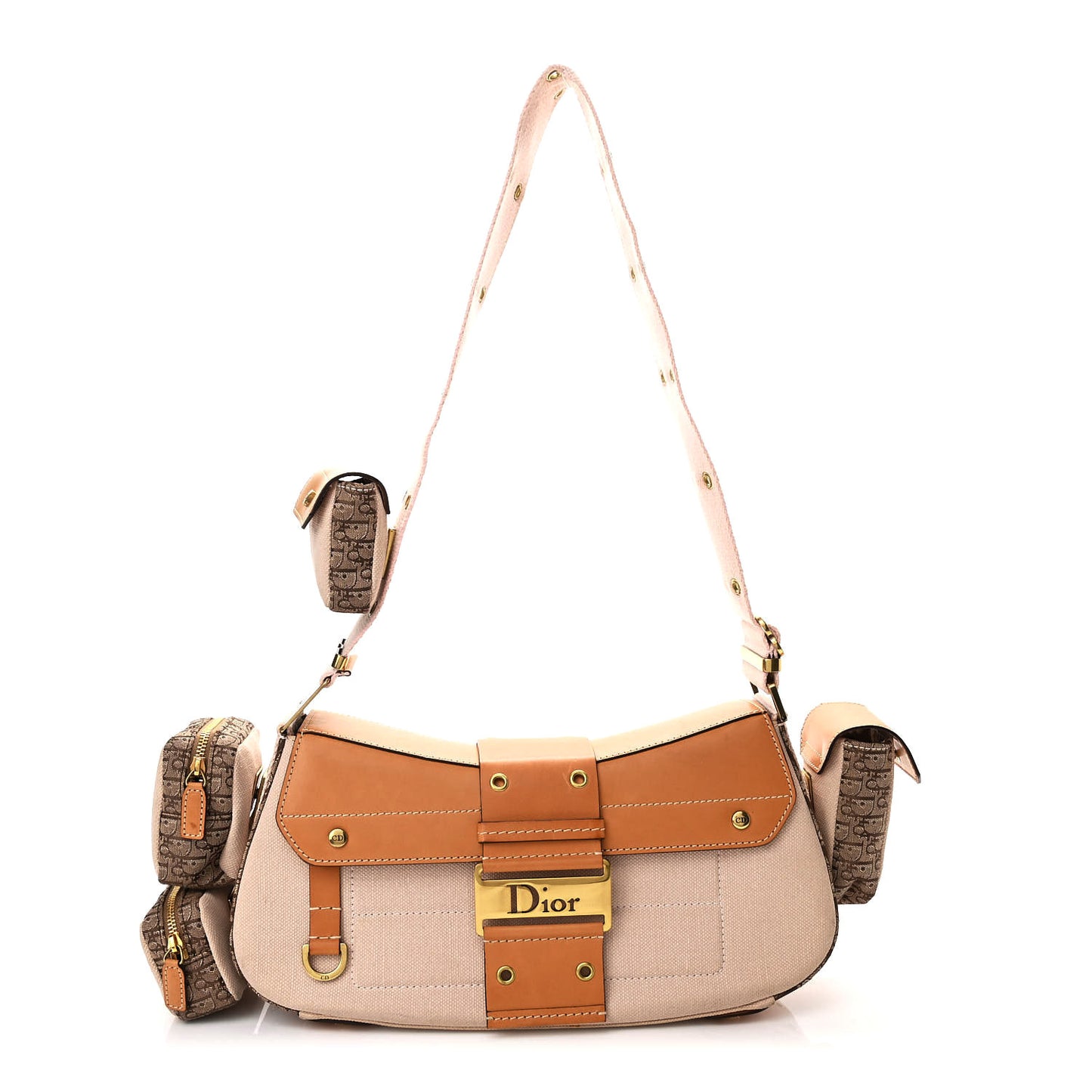 Canvas Calfskin Street Chic Shoulder Bag Pink