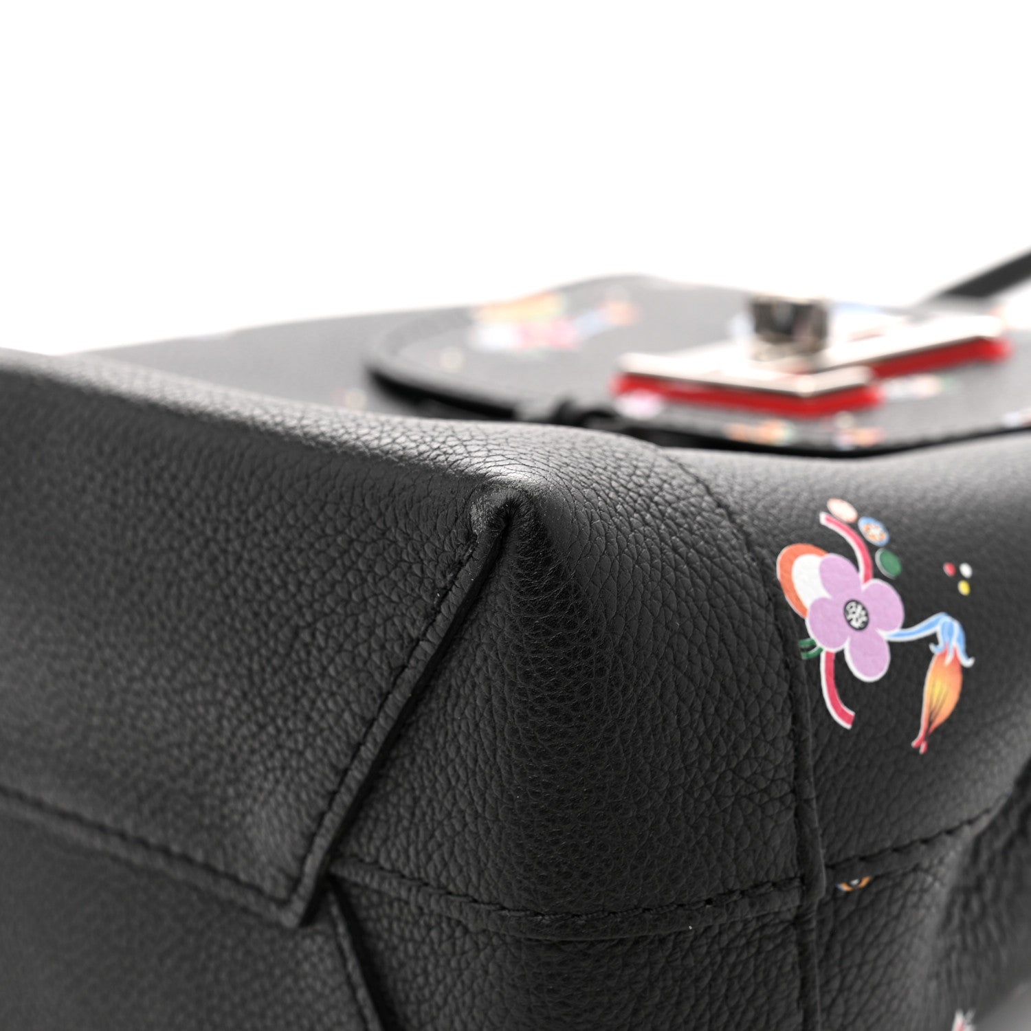 Louis Vuitton Calfskin Flower Lockme Mini Backpack Black Multicolor 20 of 23